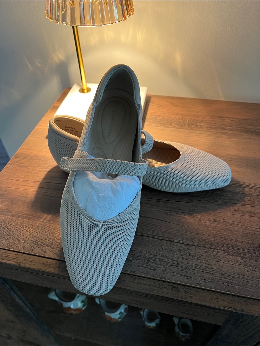 Cream Knit Mary Jane Flats -NEVER WORN